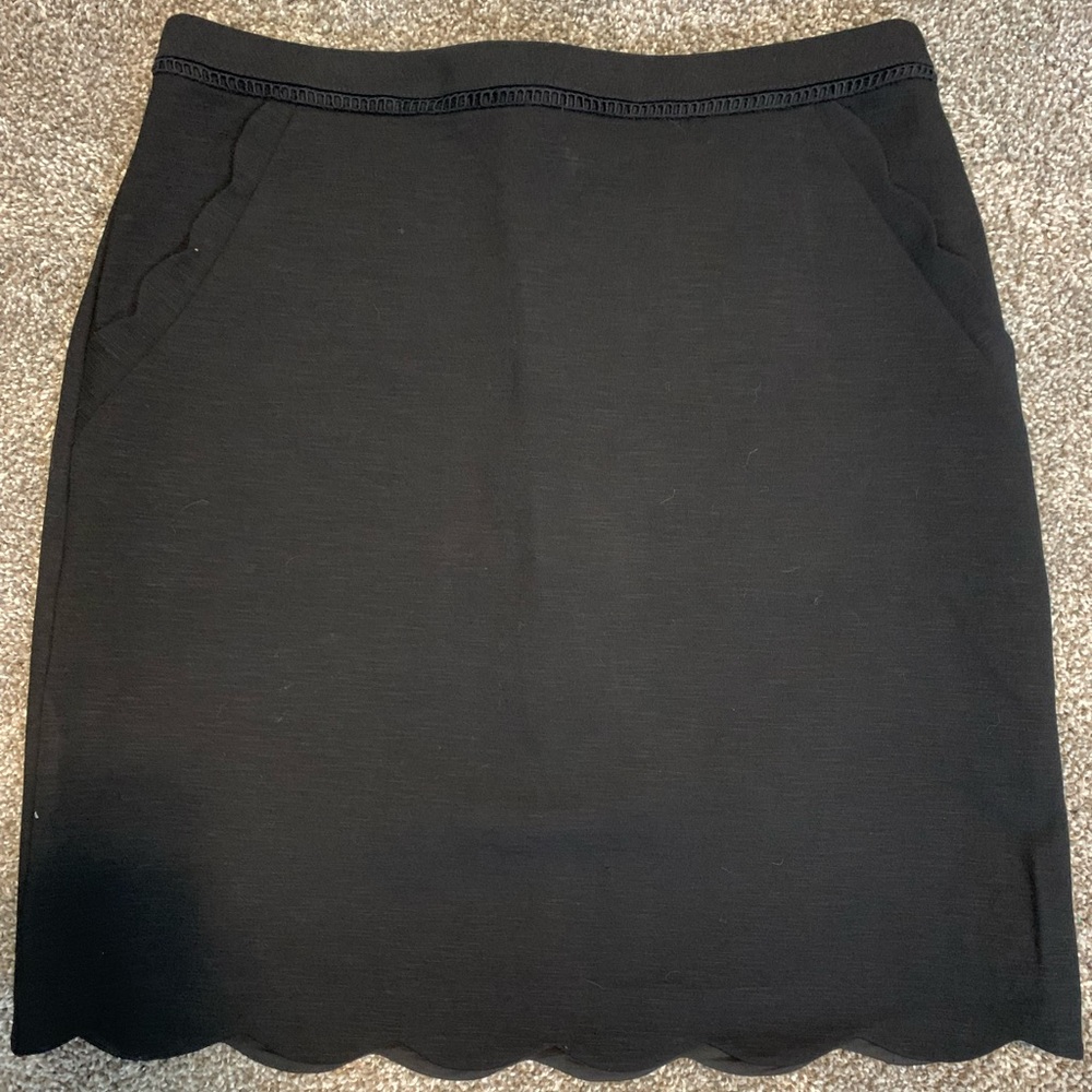 Skies Are Blue Scalloped Knee Length Skirt